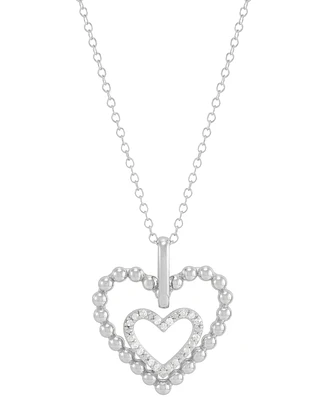 Diamond Double Heart Pendant Necklace (1/10 ct. t.w.) in Sterling Silver, 16" + 2" extender