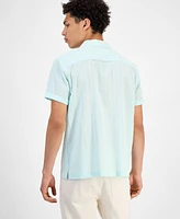 Sun + Stone Men's Adrian Short Sleeve Striped Button-Front Camp Shirt, Exclusively at Macy's