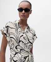 Mango Women's Knot Detail Printed Dress