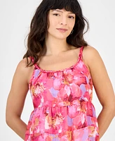 Robbie Bee Petite Printed Braided Trim Midi Dress