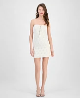 Guess Women's Isabella Pointelle Lace-Up Mini Dress