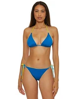 Trina Turk Womens West Palm Reversible Triangle Bikini Top Side Tie Bottoms