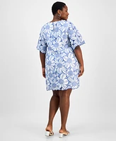 Sandra Darren Plus Embroidered Floral Shift Dress