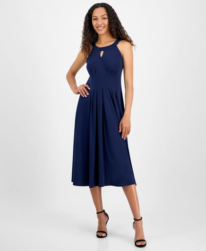 Robbie Bee Women's Sleeveless Keyhole Halter Dress