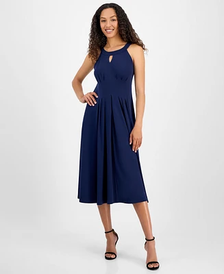 Robbie Bee Women's Sleeveless Keyhole Halter Dress