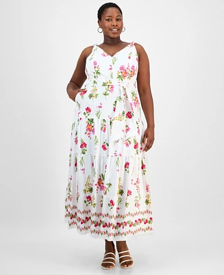Taylor Plus Floral V-Neck Sleeveless Maxi Dress