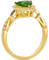 Le Vian Green Apple Peridot (1-1/5 ct. t.w.) & Diamond (1/4 ct. t.w.) Trillion Halo Ring in 14k Gold