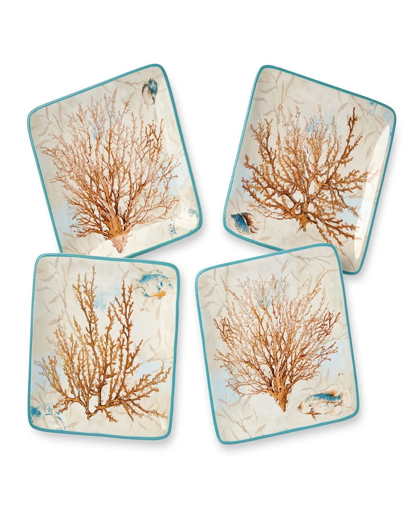 Certified International Escape to the Sea Canape 4-Pc. Plates, Service For 4