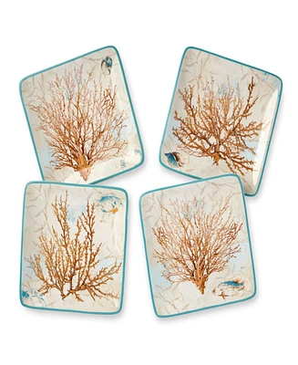 Certified International Escape to the Sea Canape 4-Pc. Plates, Service For 4
