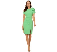 Adrianna Papell Women's Pleated Bow-Shoulder Slit-Front Dress