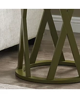 Kings Brand Furniture Emma Side End Table - Modern Round Farmhouse Accent for Living Room, Bedroom, Office (Ice Blue)