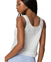 Edikted Women's Fiore Eyelet Tie Front Top