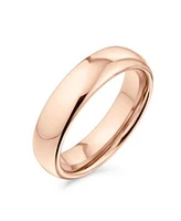 Bling Jewelry Plain Simple Dome Design Comfort Fit Titanium Band Ring Polished Black Silver Rose Gold Tone 5MM