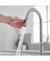 Single Handle Pull Down Sprayer Kitchen Faucet Brushed Nickel
