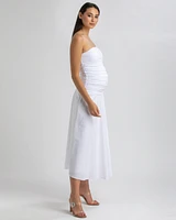 Pietro Brunelli Maternity Strapless Side Ruching Poplin and Jersey Coco Dress