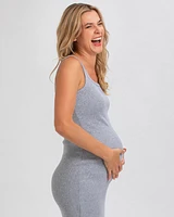 Pietro Brunelli Maternity Sleeveless Square Neck Rib Knit Super Stretch Belle Dress