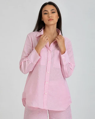 Pietro Brunelli Milano Women's Classic Fit Linen-Blend with Pockets Dafne Blouse
