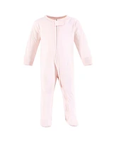 Hudson Baby Baby Girls Hudson Cotton Sleep and Play, Outline Floral Soft Pink