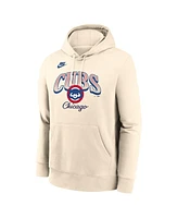 Nike Men's Natural Chicago Cubs Cooperstown Collection Club Fleece Pullover Hoodie