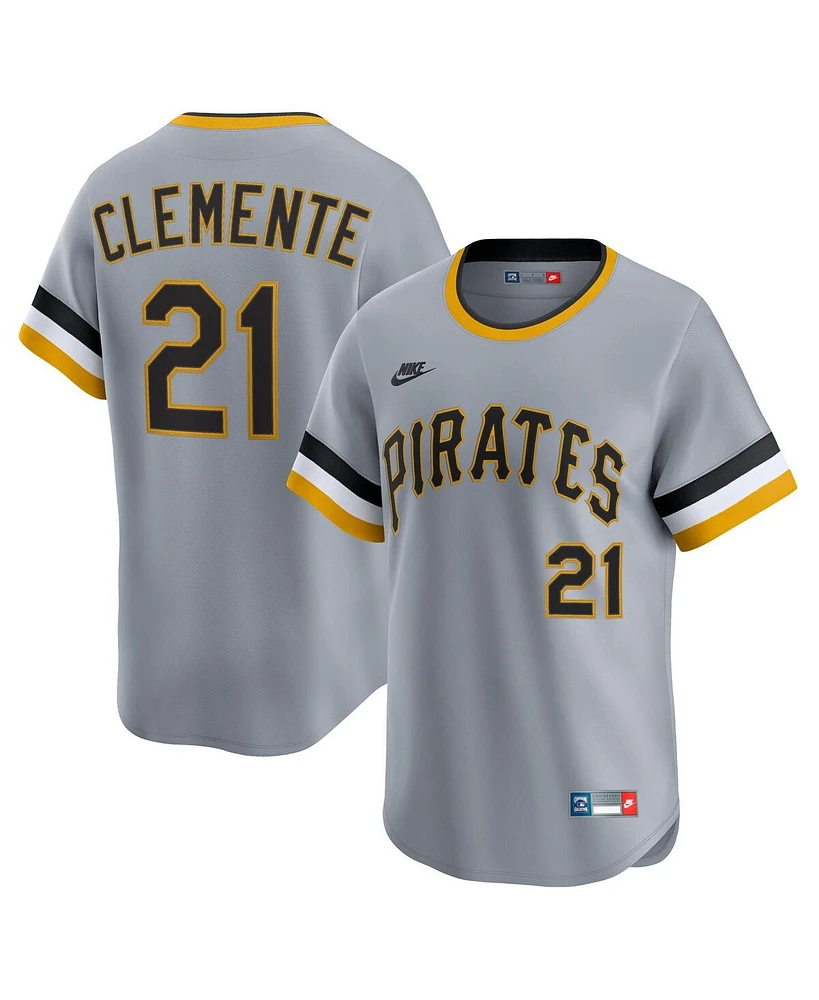 Nike Men's Roberto Clemente Gray Pittsburgh Pirates Throwback Cooperstown Collection Limited Jersey