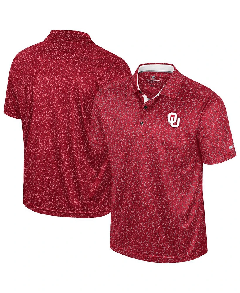Colosseum Men's Crimson Oklahoma Sooners Sublimated Golf Polo Shirt