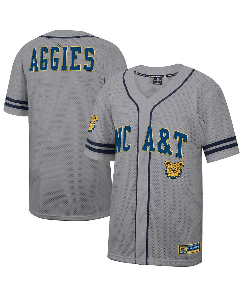Colosseum Men's Gray North Carolina A T Aggies Free Spirited Baseball Jersey