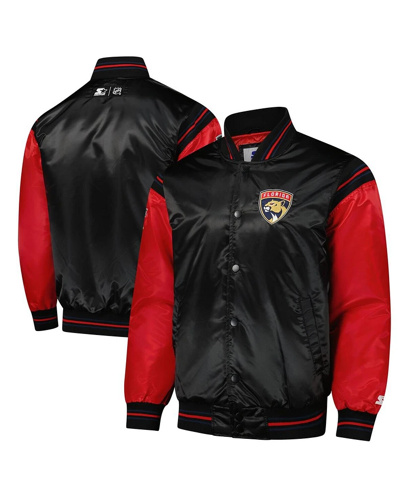 Starter Men's Black/Red Florida Panthers 2024 Nhl Global Series Full-Snap Varsity Jacket