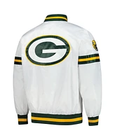 Starter Men's White Green Bay Packers Scout Full-Snap Varsity Jacket