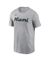 Nike Men's Sandy Alcantara Heather Gray Miami Marlins Fuse Name Number T-Shirt