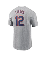 Nike Men's Francisco Lindor Heather Gray New York Mets Fuse Name Number T-Shirt