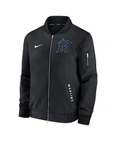 Nike Men's Black Miami Marlins Authentic Collection Dugout Full-Zip Bomber Jacket