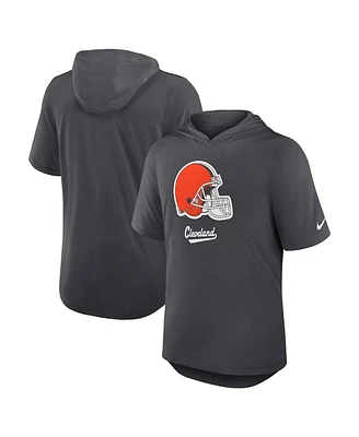 Nike Men's Anthracite Cleveland Browns Tri-Blend Performance Hoodie T-Shirt