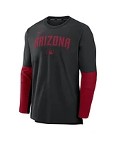 Nike Men's Black/Red Arizona Diamondbacks Authentic Collection Player Lightweight Performance Long Sleeve Top