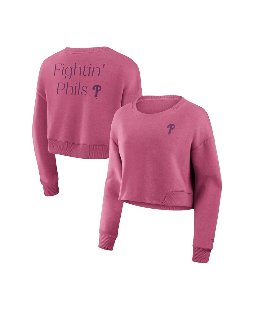 Fanatics Women's Pink Philadelphia Phillies Relax Studio Cropped Pullover Sweatshirt