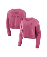 Fanatics Women's Pink Philadelphia Phillies Relax Studio Cropped Pullover Sweatshirt