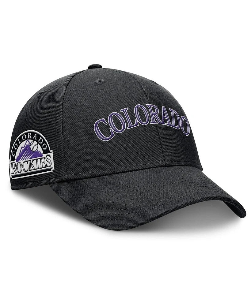 Nike Men's Black Colorado Rockies Rise Gaberdine Adjustable Hat