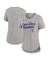Nike Women's Heather Gray Texas Rangers Script Tri-Blend T-Shirt