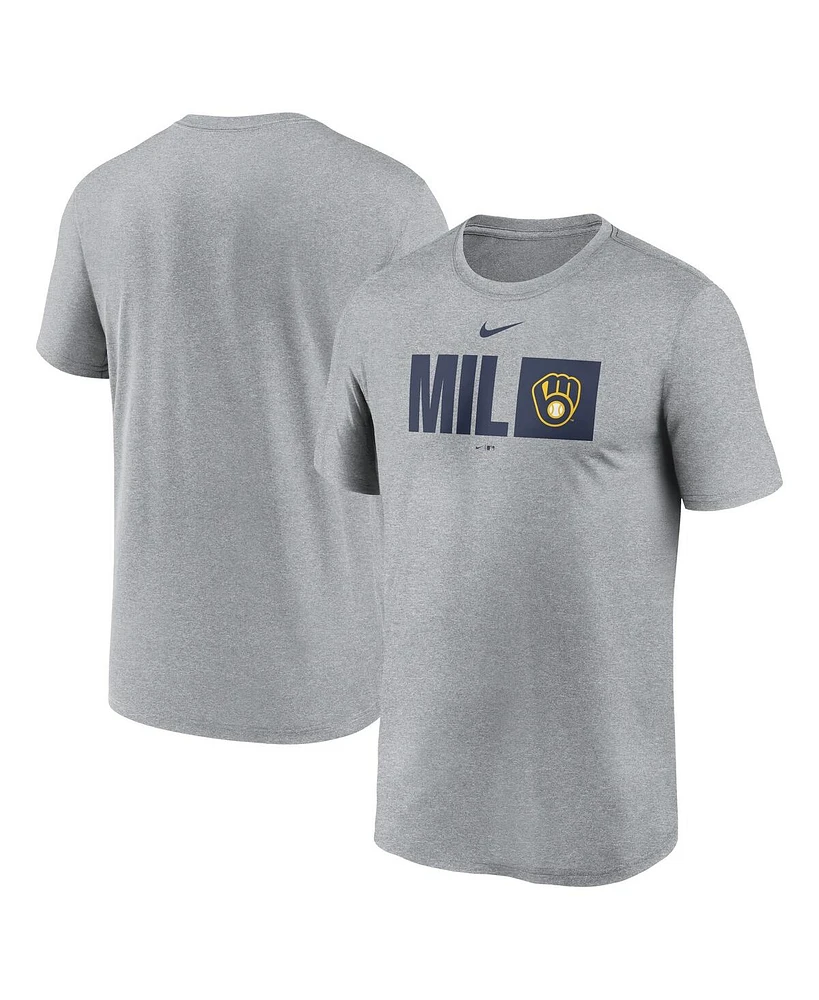 Nike Men's Heather Gray Milwaukee Brewers Tricode Legend T-Shirt