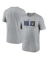 Nike Men's Heather Gray Milwaukee Brewers Tricode Legend T-Shirt