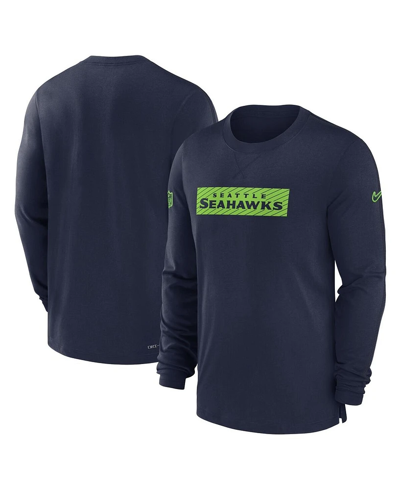 Nike Men's College Navy Seattle Seahawks Sideline Player Performance Long Sleeve T-Shirt