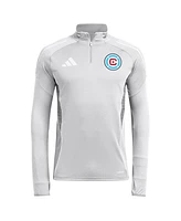 Adidas Men's Silver Chicago Fire 2025 Quarter-Zip Long Sleeve Training Top
