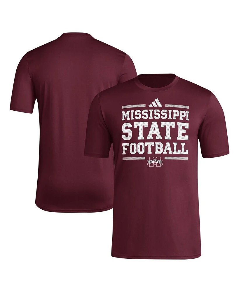Adidas Men's Maroon Mississippi State Bulldogs Locker Football Pre-Game Aeroready T-Shirt