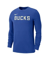 Nike Men's Royal Milwaukee Bucks 2024/25 City Edition Essential Logo Long Sleeve T-Shirt