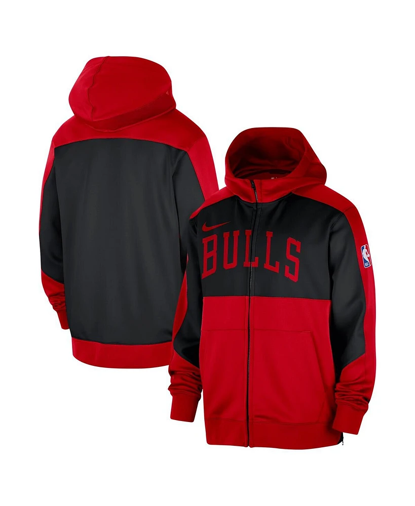 Nike Men's Red Chicago Bulls Authentic On-Court Showtime Performance Full-Zip Hooded Jacket