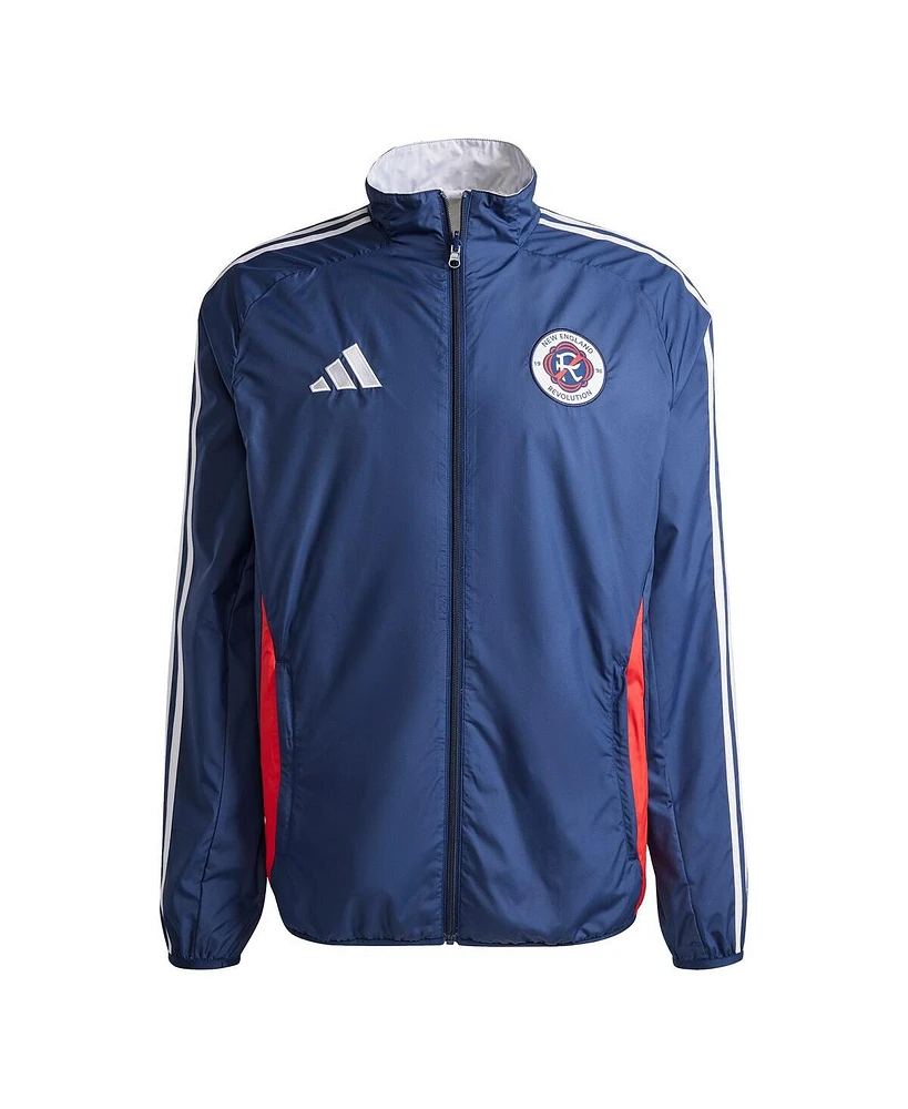 Adidas Men's Navy/White New England Revolution 2025 Anthem Reversible Full-Zip Jacket