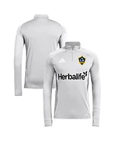 Adidas Men's Silver La Galaxy 2025 Quarter-Zip Long Sleeve Training Top