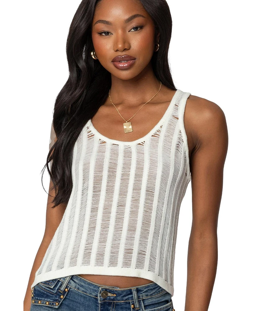 Edikted Women's Keziah Sheer Ladder Knit Top