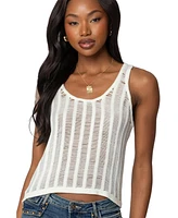 Edikted Women's Keziah Sheer Ladder Knit Top