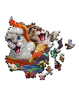 Trefl Wood Craft 501 Piece Wooden Puzzle - Festive Cats