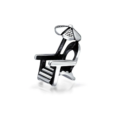 Bling Jewelry Tropical Umbrella Lounge Beach Chair Charm Bead Oxidized .925 Silver
